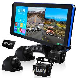 10.36Touch Screen Monitor 4CH Dash Cam 4K Backup Camera System with 128GB