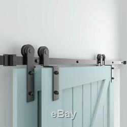 10FT Single Track Bypass Sliding Barn Door Hardware Kit For 2 Doors Easy Install