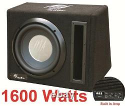 10inch Active Amplified subwoofer Bass box 1600watts Easy install + WIRING KIT