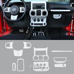 10x White Full Interior Decoration Trim Cover Kit for 2011-2017 Jeep Wrangler JK