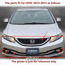 14PCS For CIVIC Sedan 2013-2015 Chrome Grille Mesh Fog light Bumper Brackets Kit