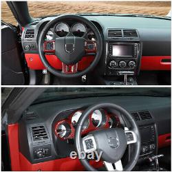 15x Red Carbon Fiber Full Set Interior Cover Trim Kit For Dodge Challenger 09-14