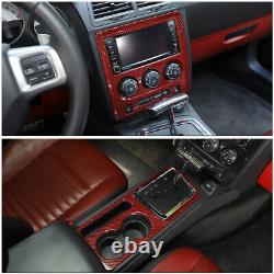 15x Red Carbon Fiber Full Set Interior Cover Trim Kit For Dodge Challenger 09-14