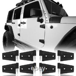 16PCS Door Black Steel Hinges Replaced Parts Kit For Jeep Wrangler JK 2007-2018