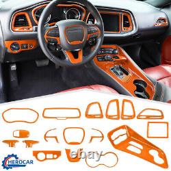 18x Interior Decoration Cover Trim Kit For Dodge Challenger Accessories Orange