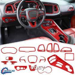18x Interior Full Set Panel Cover Trims Kit For Dodge Challenger 2015+Red ABS