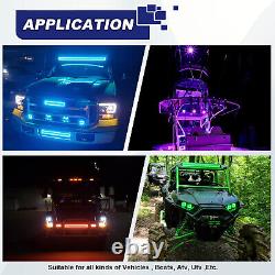 22inch RGB LED Light Bar Driving Truck SUV Wire Pods Kit + 4 Inch RGB LED Pods