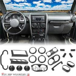 22pcs Inner Accessories Trim Cover Kit for Jeep Wrangler JK 2007-10 Carbon Fiber
