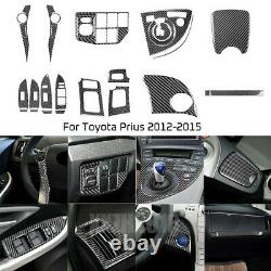 25Pcs Carbon Fiber Interior Kit Set Cover Panel Trim For Toyota Prius 2012-2015