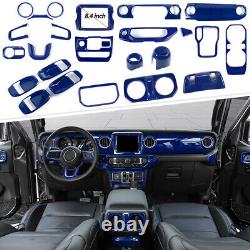 26pcs Interior Accessories Cover Trim Full Kit for Jeep Wrangler JL JT 18+ Blue