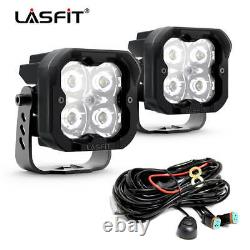 2x LED Light Pods 3inch Cube Work Spot Lights 36W +Wiring Harness Kit Off Road
