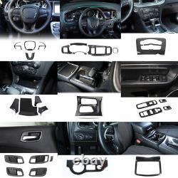 30x Carbon Fiber Inner ABS Full Set Decor Cover Trim Kit for Dodge Charger 2015+