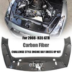 3Pcs Carbon Fiber Challenge Style Engine Bay Dress Up Trim Kit For 2008- R35 GTR