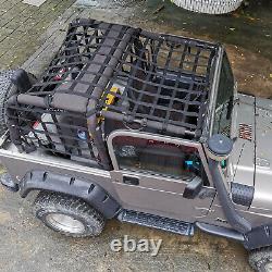 3pcs Cargo Restraint System Netting Cover Kit for 1997-2006 Jeep Wrangler TJ 4Dr