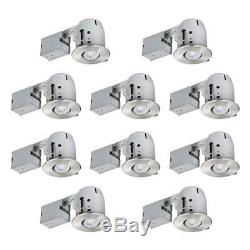4 inch Brushed Nickel Recessed Lighting Kit 10 Pack Swivel Dimmable Easy Install