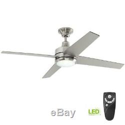52 LED Indoor Brushed Nickel Ceiling Fan Easy Install Light Kit Remote Control