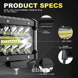 52 LED Light Bar Curved +22'' Lamp+ 4x Pods Kit for Chevy Silverado/GMC Sierra