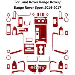 57Pcs For Land Rover Range Rover Red Carbon Fiber Full Interior Kit Cover Trim