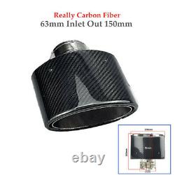63mm Inlet Really Carbon Fiber Auto Car Exhaust Pipe Tail Muffler End Tip Kit