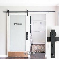 8-Foot Sliding Barn Door Hardware Kit (Black) Includes Easy Step-By-Step Install