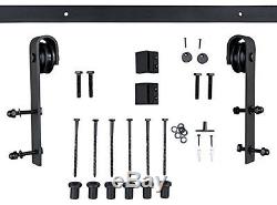 8-Foot Sliding Barn Door Hardware Kit (Black) Includes Easy Step-By-Step Install