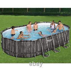 Bestway Power Steel 20 x 12 x 4 Foot Above Ground Oval Pool Set with Accessory Kit