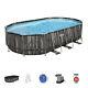 Bestway Power Steel 20x12x4 Ft Above Ground Oval Pool Set With Accessory Kit(used)