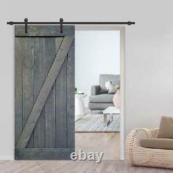 CALHOME Barn Door Kit 30 in. X 84 in. Reversible Easy Install Solid Core Gray