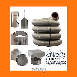 CHIMNEY LINER KIT 7 x 30' STAINLESS STEEL with CAP EASY INSTALL MADE IN U. S. A