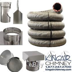 CHIMNEY LINER TEE KIT 5.5 x 25' STAINLESS STEEL EASY INSTALL MADE IN U. S. A