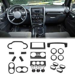 Carbon Fiber ABS Full Set Interior Cover Trim Kit For Jeep Wrangler JK 2007-2010