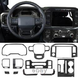 Carbon Fiber Black Interior Kit Cover Trims 11pcs For Ford F150 F-150 2021-2022