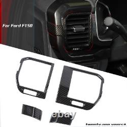 Carbon Fiber Black Interior Kit Cover Trims 11pcs For Ford F150 F-150 2021-2022