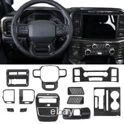 Carbon Fiber Black Interior Kit Cover Trims 18pcs For Ford F150 F-150 2021-2022