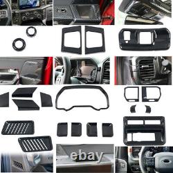 Carbon Fiber Black Interior Kit Cover Trims 21pcs For Ford F150 F-150 2021-2022