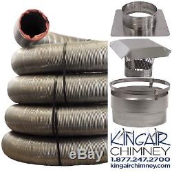 Chimney INSERT liner kit 5x20 STAINLESS STEEL with Cap EASY INSTALL Lifetime Wrnty