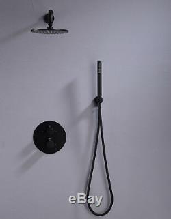 Concealed Black Bathroom Thermostatic Mixer Shower Set With Handheld Shower Kit