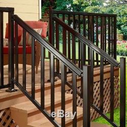 Easy Install Aluminum Stair Hand and Base Rail Kit Black Porch Balcony Deck 6 ft