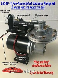 Electric Vacuum Pump premium Kit For Power Brakes, Easy install, Plug and Play