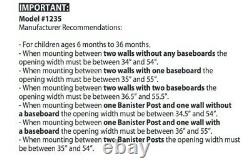 Extra Tall Top Of Stairs Gate with Mounting Kit White 34-55 wide x 35 tall Safe