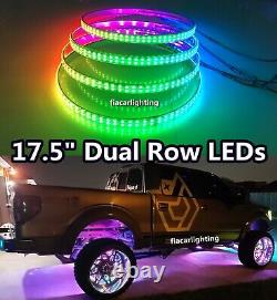 FIA 4x 17.5 IP68 Double Row Chasing Flowing LED Bluetooth Wheel Rings Light SET