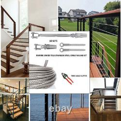 For 1/8 Cable Railing Kit Height Wood Kit 316 Stainless Steel Easy Installation