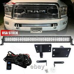 For 10-UP Dodge Ram 2500/3500 Hidden Bumper 32IN LED Bar Fog Light Upgrade Kits