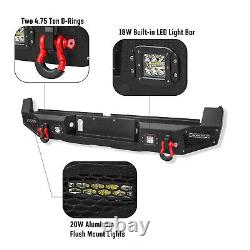 For 2016-2022 Toyota Tacoma Steel Rear Bumper withWinch LED Lights & D-rings Kit
