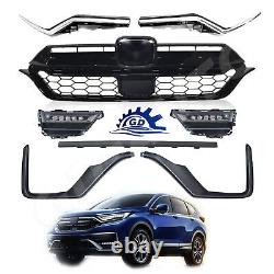 For 2020-2022 Honda CRV Front Bumper Grill+LED Fog Lights Kit+Headlight Eyelid