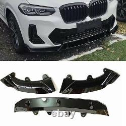 For BMW X3 2021-2022 Car Front Bumper Spoiler Splitter Lip Body Kit Glossy Black