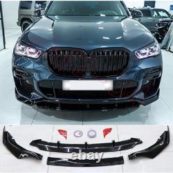 For BMW X5 G05 2019-2022 Glossy black ABS Front Bumper Chin Lip Spoiler Body Kit