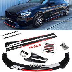 For Mercedes Car Front Bumper Lip Splitter Spoiler Body Kit+Strut Rods