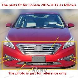 For Sonata SE 2015-2017 Front Upper Lower Grille + LED Fog Light Kit+ Bumper Lid