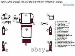 For Toyota Land Cruiser 1998 1999 00 2001 2002 Wood Dash Trim Kit Interior 19pcs